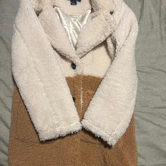 French Connection Cream and Tan Teddy Jacket - Picture 3 of 5